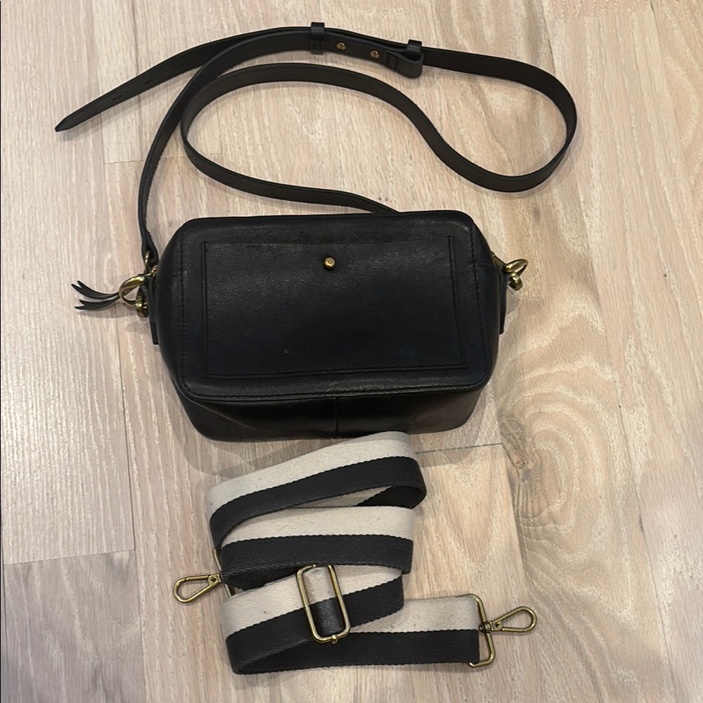 Madewell Black Leather Crossbody Bag with changeable strap